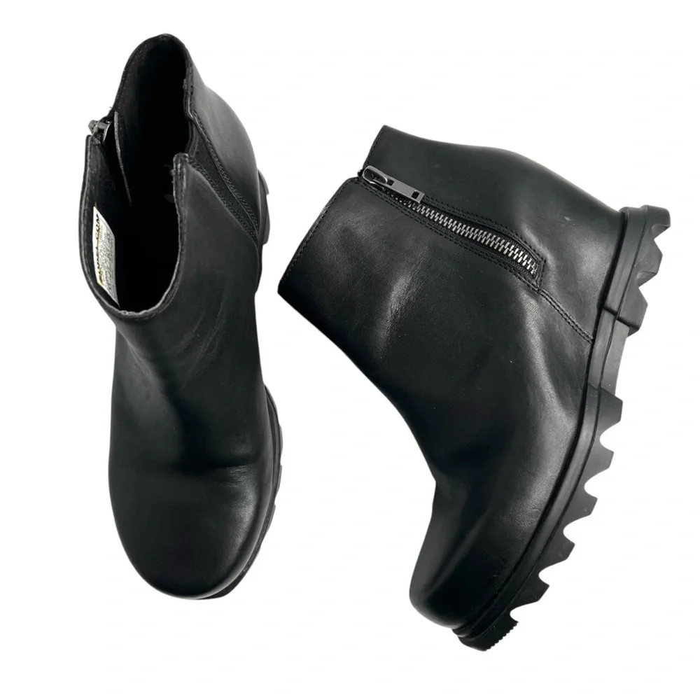 Sorel Joan of Arctic Wedge III Zip Leather Waterproof Boots Black Size 8.5 - Picture 8 of 16